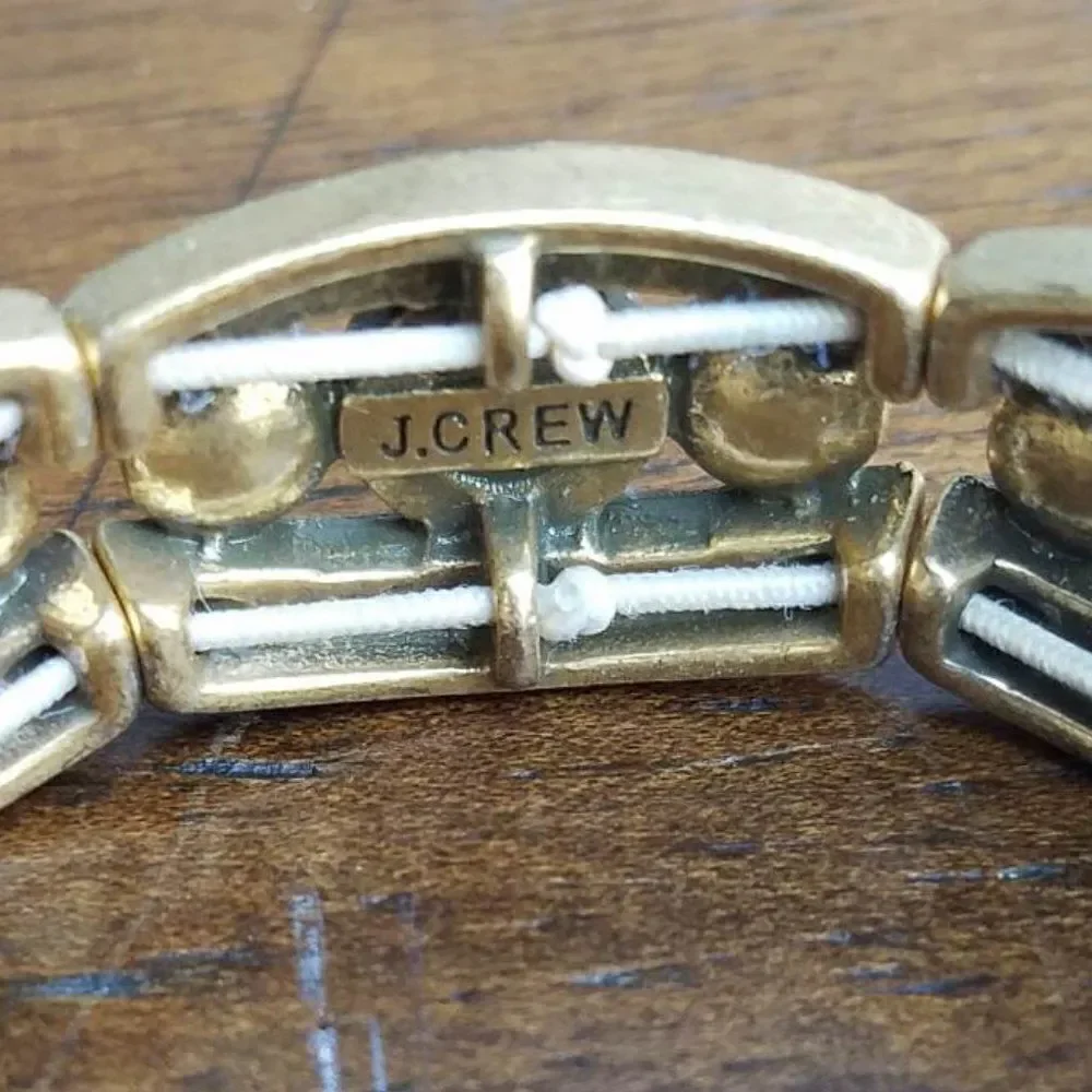 J Crew Pink Stone Clear Crystal Stretchy Bracelet